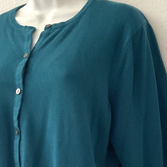 LIZ BAKER TURQUOISE BUTTON DOWN KNIT CARDIGAN - Picture 6 of 9
